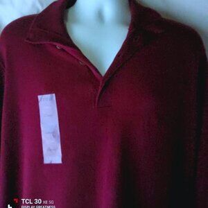 Men's Burgundy 1/2 Button Pullover Sweater Size XL NWT